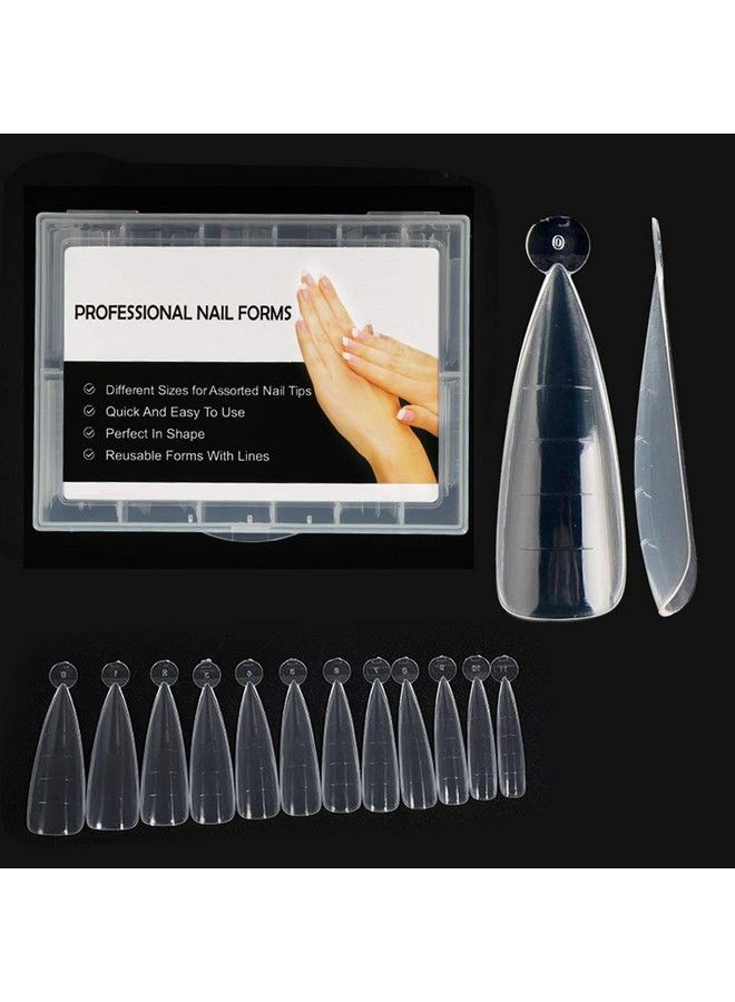 NMKL38 Clear Dual Forms Acrylic Nail System Uv Gel Nail Mold Full Cover Fasle Nail Tips With Scale 12 Size Manicure Pedicure Tools For Polygel Nail Tips (120 Water Drops Dual Forms) - Image 2
