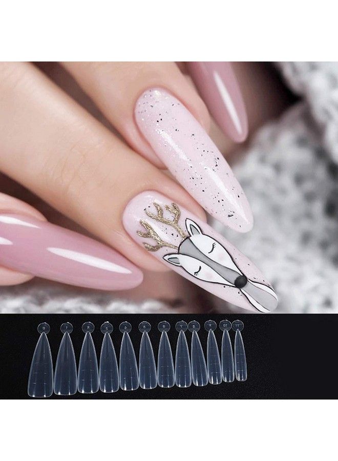 NMKL38 Clear Dual Forms Acrylic Nail System Uv Gel Nail Mold Full Cover Fasle Nail Tips With Scale 12 Size Manicure Pedicure Tools For Polygel Nail Tips (120 Water Drops Dual Forms) - Image 5