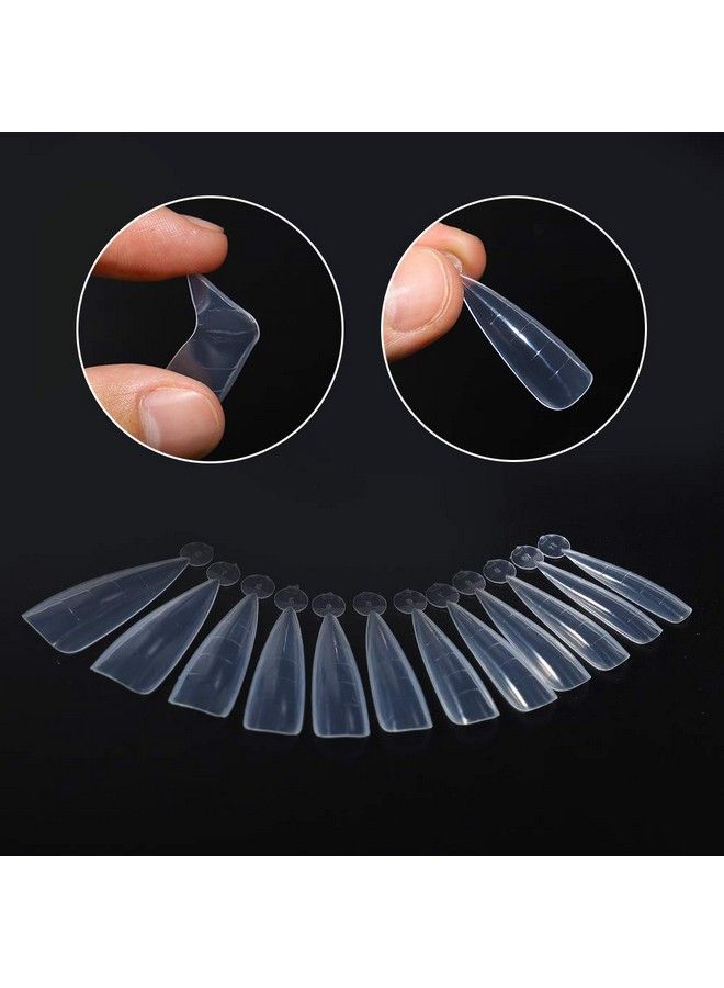 NMKL38 Clear Dual Forms Acrylic Nail System Uv Gel Nail Mold Full Cover Fasle Nail Tips With Scale 12 Size Manicure Pedicure Tools For Polygel Nail Tips (120 Water Drops Dual Forms) - Image 4