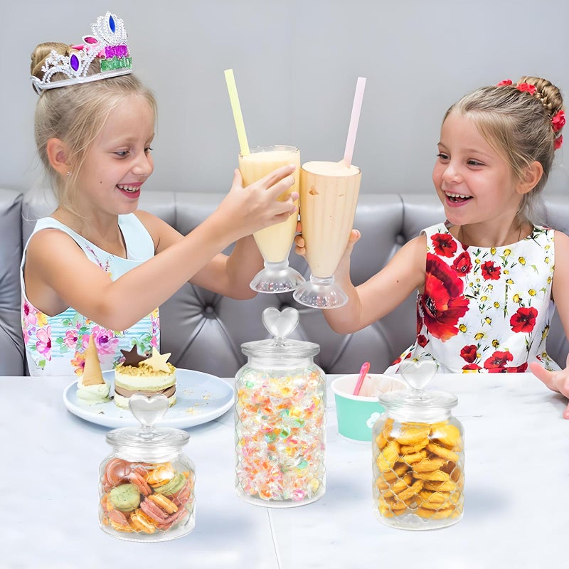 Rainmae 3 Pcs Heart Candy & Cookie Jars with Lids, 22 32 45 oz Cute Heart Shaped Airtight Food Storage Glass Cookie Containers for Kitchen Decorative Apothecary Canisters (Clear) - Image 4