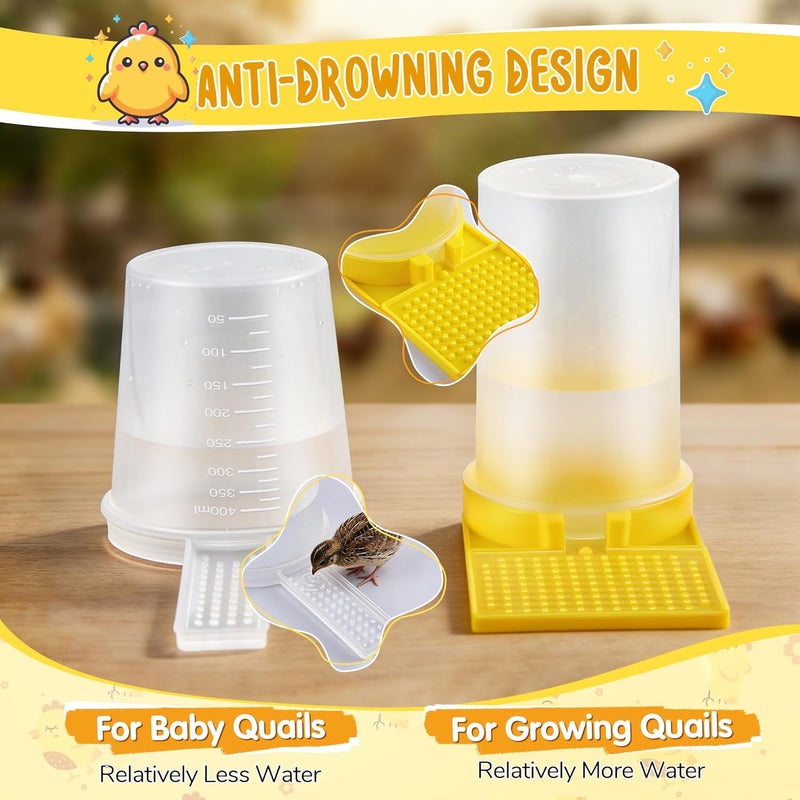 Feekoon 2Pack 400ml Quail Water Feeder, Anti Drowning Design, Ideal for Button Quail, Quails, Baby , Ducks, and Baby Birds, Safe and Durable Waterer, Easy to Install and Clean - Image 4