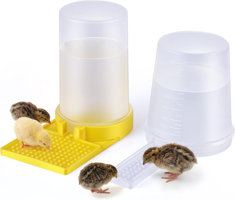 Feekoon 2Pack 400ml Quail Water Feeder, Anti Drowning Design, Ideal for Button Quail, Quails, Baby , Ducks, and Baby Birds, Safe and Durable Waterer, Easy to Install and Clean - Image 1