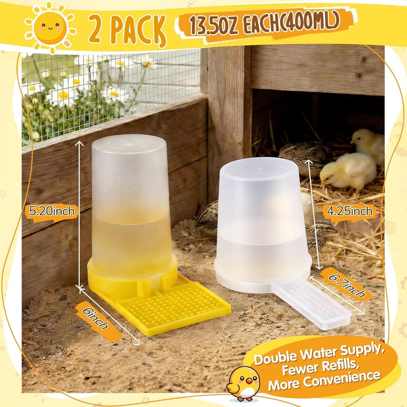 Feekoon 2Pack 400ml Quail Water Feeder, Anti Drowning Design, Ideal for Button Quail, Quails, Baby , Ducks, and Baby Birds, Safe and Durable Waterer, Easy to Install and Clean - Image 3