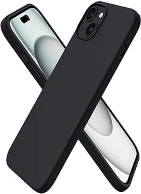 جراب Dl3 Mobilak متوافق مع iPhone 15 Plus/iPhone 14 Plus مقاس 6.7 بوصة، جراب هاتف واقٍ رفيع من السيليكون السائل مكون من 3 طبقات من المطاط الناعم مع بطانة من الألياف الدقيقة المضادة للخدش (أسود)