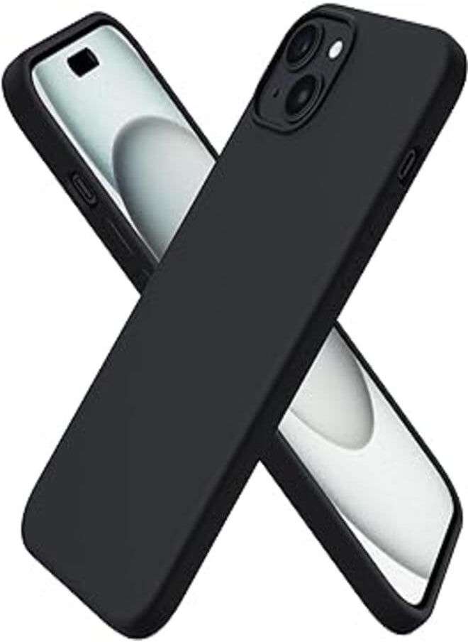جراب Dl3 Mobilak متوافق مع iPhone 15 Plus/iPhone 14 Plus مقاس 6.7 بوصة، جراب هاتف واقٍ رفيع من السيليكون السائل مكون من 3 طبقات من المطاط الناعم مع بطانة من الألياف الدقيقة المضادة للخدش (أسود)
