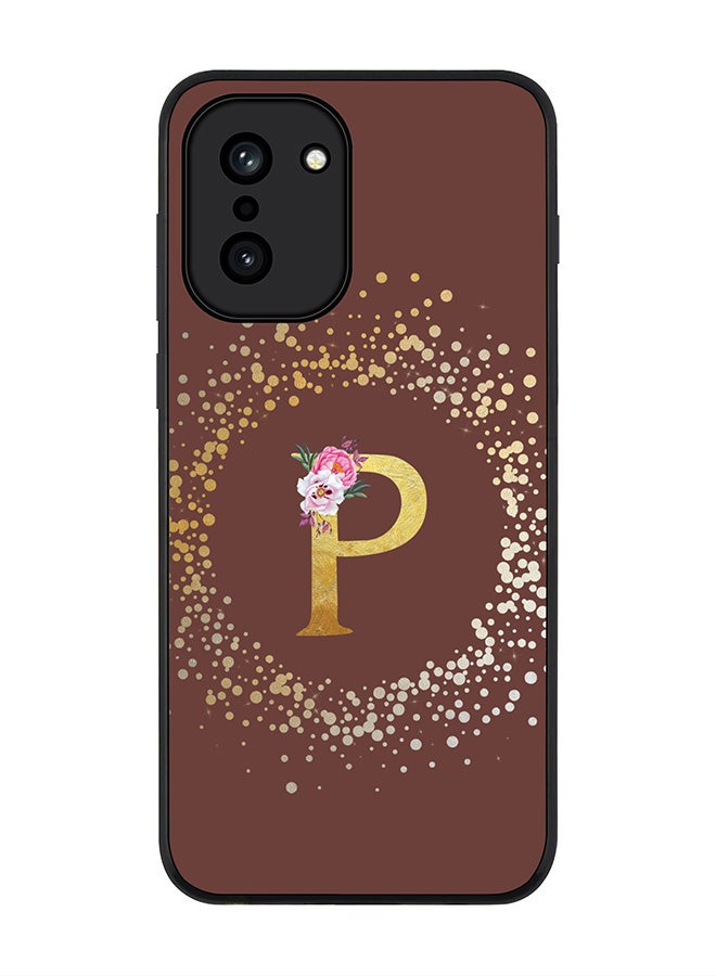 For OnePlus 15R Case,Slim fit Camera Protection, Shockproof Thin Phone cover  - Custom Monogram Floral - P  (Brown )