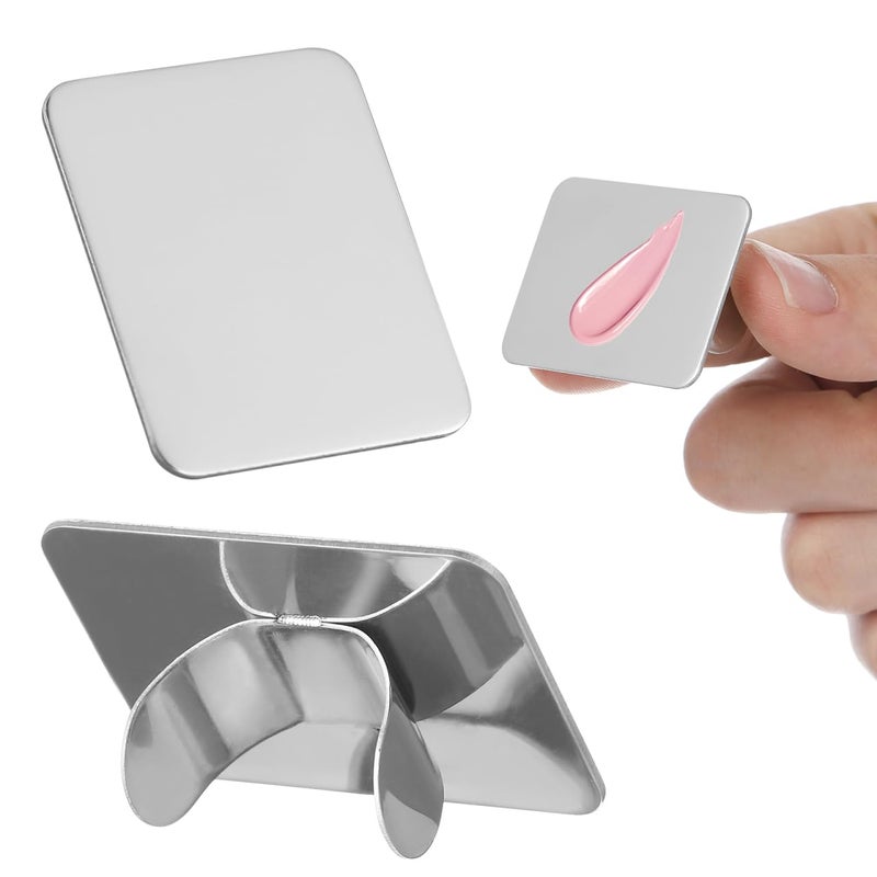 Frcolor 2PCS Nail Art Palette Stainless Steel Makeup Mixing Palette Ring Nail DIY Art Design Paint Color Mixing Palette Metal Tool - Image 1