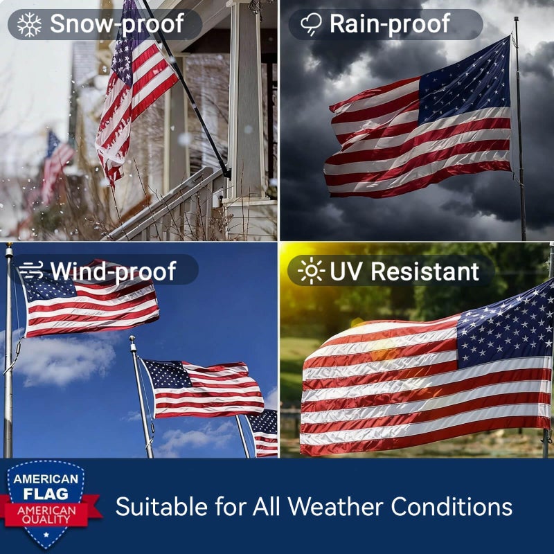 YASUN Premium American Flag Heavy Duty 420D 3x5, TearProof & Waterproof High Wind Resistant Outdoor US Flag with Embroidered Stars, Sewn Stripes, Brass Grommets for All-Weather Durability Reinforced Long Lasting - Image 2