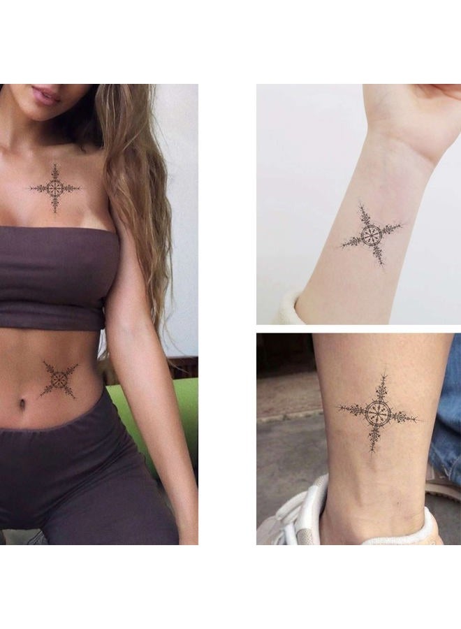 Dopetattoo 6 Sheets Temporary Fake Tattoos For Men Adults Black Scandinavian Viking Rune Symbol White Temporary Fake Tattoo For Women Neck Arm Chest For Woman - Image 3