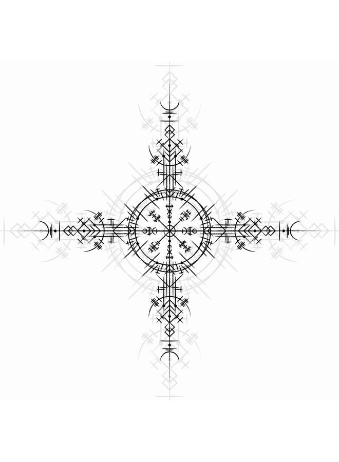 Dopetattoo 6 Sheets Temporary Fake Tattoos For Men Adults Black Scandinavian Viking Rune Symbol White Temporary Fake Tattoo For Women Neck Arm Chest For Woman - Image 1