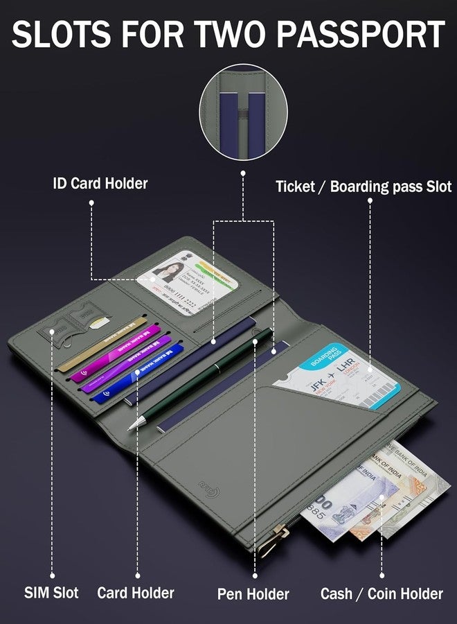 فيدوس حافظة جواز سفر فاخرة من فيدوس للرجال، حافظة جواز سفر للنساء، غطاء جواز سفر، محفظة مع حامل بطاقات، منظم ملحقات سفر مزود بتقنية RFID، جلد صناعي - Image 2