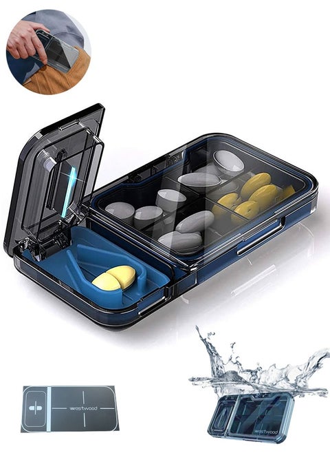 Portable Large Pill Cutter, Professional 3-in-1 Can Be Divided With Medicine Cutter for Small or Large Pills, Travel-Friendly Pill Crusher for Everyday Use (Grey)