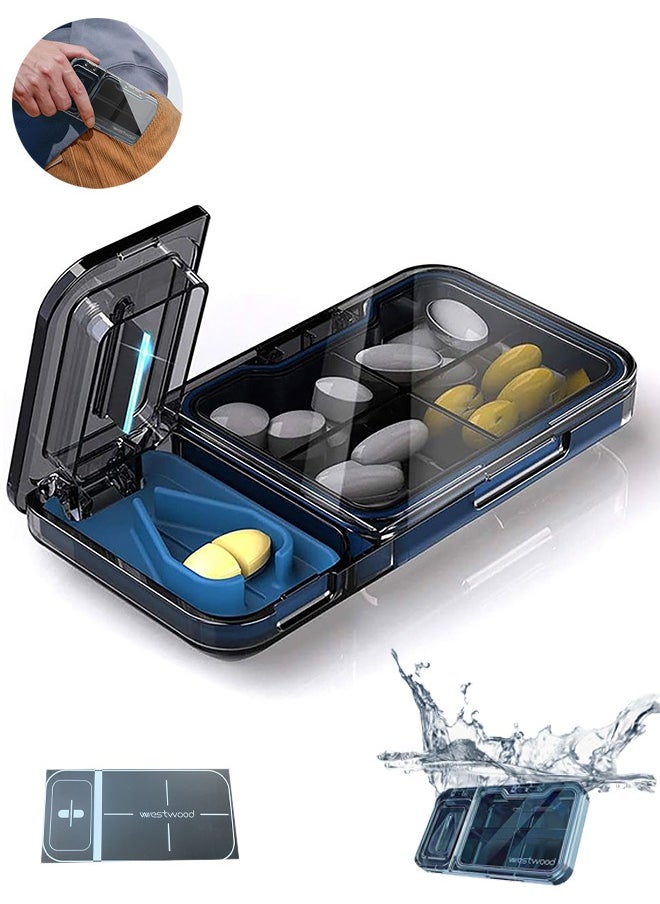 WESTWOOD Portable Large Pill Cutter, Professional 3-in-1 Can Be Divided With Medicine Cutter for Small or Large Pills, Travel-Friendly Pill Crusher for Everyday Use (Grey)  - Image 1