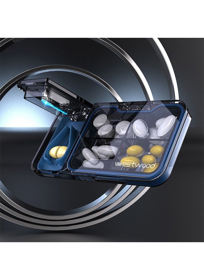 WESTWOOD - Portable Large Pill Cutter, Professional 3-in-1 Can Be Divided With Medicine Cutter for Small or Large Pills, Travel-Friendly Pill Crusher for Everyday Use (Grey) - Image 1