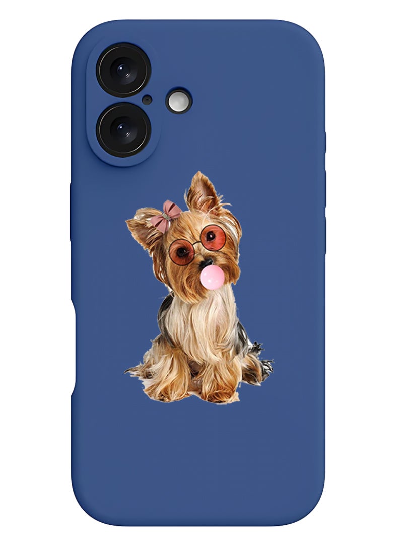 Theodor iPhone 16 Plus Blue Protective Slim Fit Case Liquid Silicone Cover with Full Body Protection Anti-Scratch Shockproof Case For iPhone - Dog - Image 1
