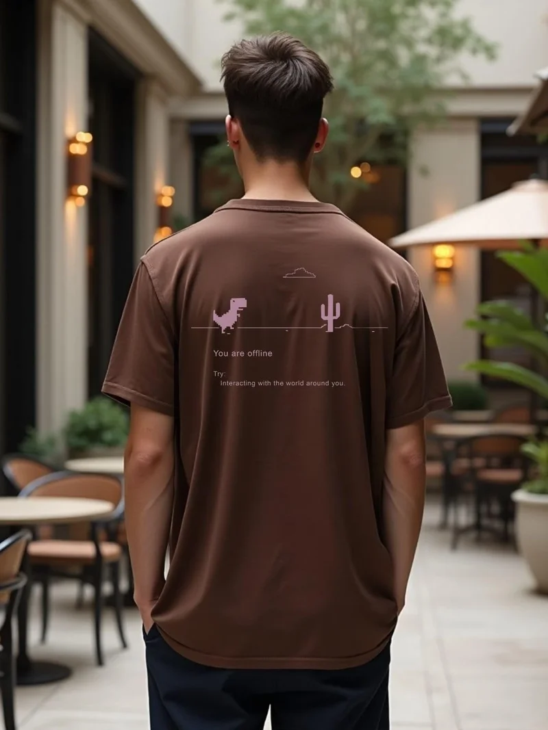 NOBERO  Men's Brown Graphic Print Oversized T-Shirt for Men | Best Price UAE