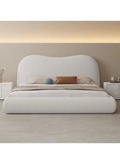AWD Light Modern Bed Frame With Fleece Fabric Headboard  - Image 1