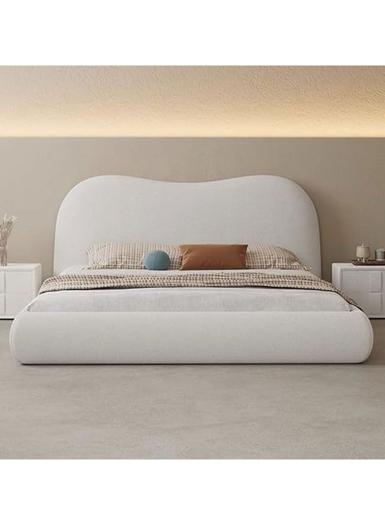 AWD Light Modern Bed Frame With Fleece Fabric Headboard - Image 1