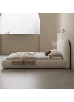 AWD Light Modern Bed Frame With Fleece Fabric Headboard  - Image 3