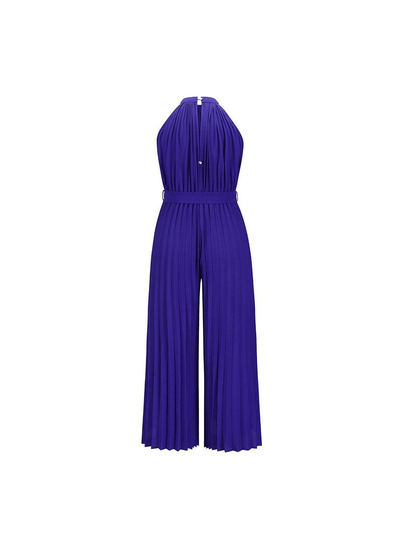 Loquat Sleeveless Pleated Lace Up Slim Fitting Women's Jumpsuit Pants  - Image 1