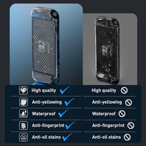 HEYSTOP Switch 2 Case for Nintendo Switch 2(2025), Switch 2 TPU Cover, Protector Case Cover for Switch 2 Accessories with 6 Thumb Caps and Screen Protector, Anti-Slip, Shock-Proof,Anti-Scratch - Image 4