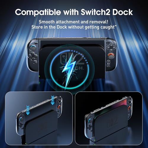 HEYSTOP Switch 2 Case for Nintendo Switch 2(2025), Switch 2 TPU Cover, Protector Case Cover for Switch 2 Accessories with 6 Thumb Caps and Screen Protector, Anti-Slip, Shock-Proof,Anti-Scratch - Image 5