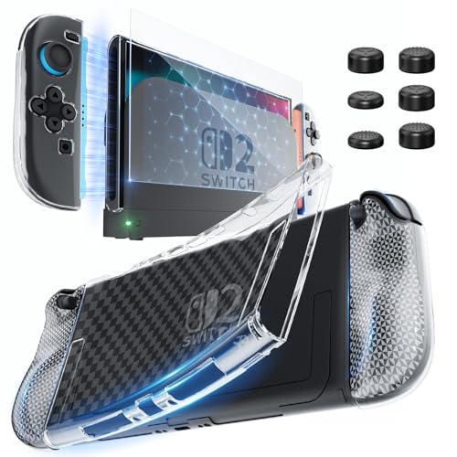 HEYSTOP Switch 2 Case for Nintendo Switch 2(2025), Switch 2 TPU Cover, Protector Case Cover for Switch 2 Accessories with 6 Thumb Caps and Screen Protector, Anti-Slip, Shock-Proof,Anti-Scratch - Image 1