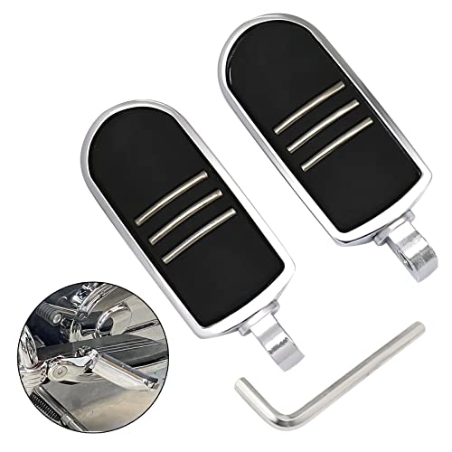 JUNJUMOTO Streamliner Footpegs Foot Rest Compatible with Harley Touring Street Glide Road King Road Glide Electra Glide Sportster Dyna Softail 10mm (StyleA#Chrome) - Image 1