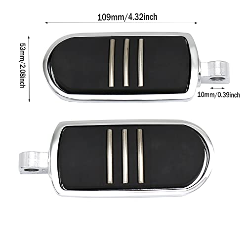 JUNJUMOTO Streamliner Footpegs Foot Rest Compatible with Harley Touring Street Glide Road King Road Glide Electra Glide Sportster Dyna Softail 10mm (StyleA#Chrome) - Image 2