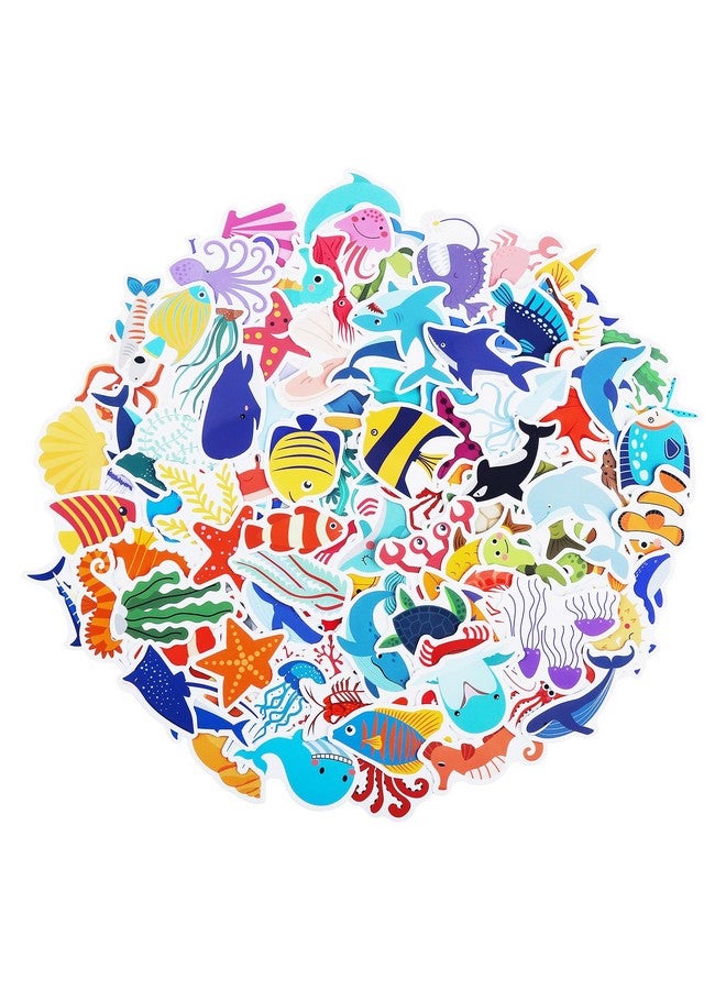 Cleverplay 100 Pack Ocean Life Animal Stickers,Under The Sea Party Favors, Waterproof Stickers for Water Bottle Laptop Computer Phone - Image 1
