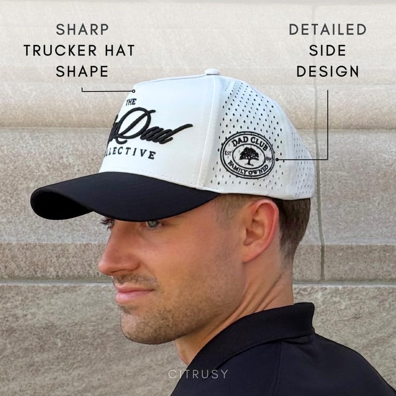 CITRUSY Athletic Trucker Golf Hat | Performance Mens 5 Panel Hat | Cool Breathable Waterproof Sweat Proof Workout Running Cap | Golf Gear Accessories | A Frame Rope Snapback Adjustable Hat (Girl Dad | Black) - Image 5