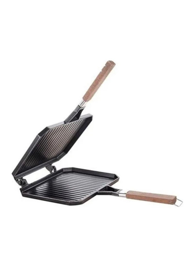 Generic - Frying pan, double-sided non-stick grill pan, pancake and sandwich maker, black - Image 1