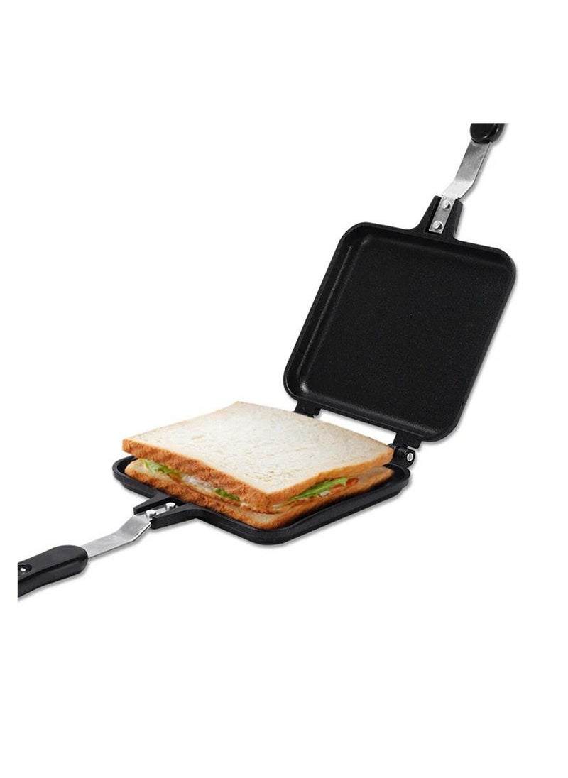 Generic - Frying pan, double-sided non-stick grill pan, pancake and sandwich maker, black - Image 1