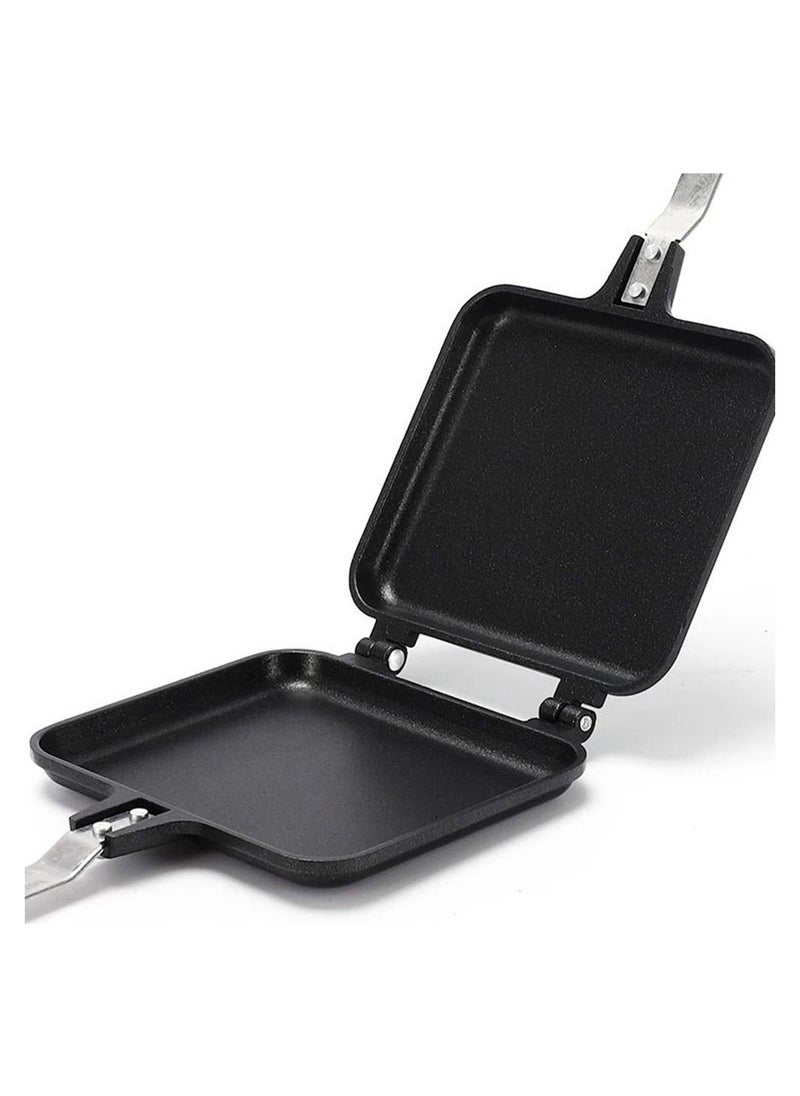 Generic - Frying pan, double-sided non-stick grill pan, pancake and sandwich maker, black - Image 1