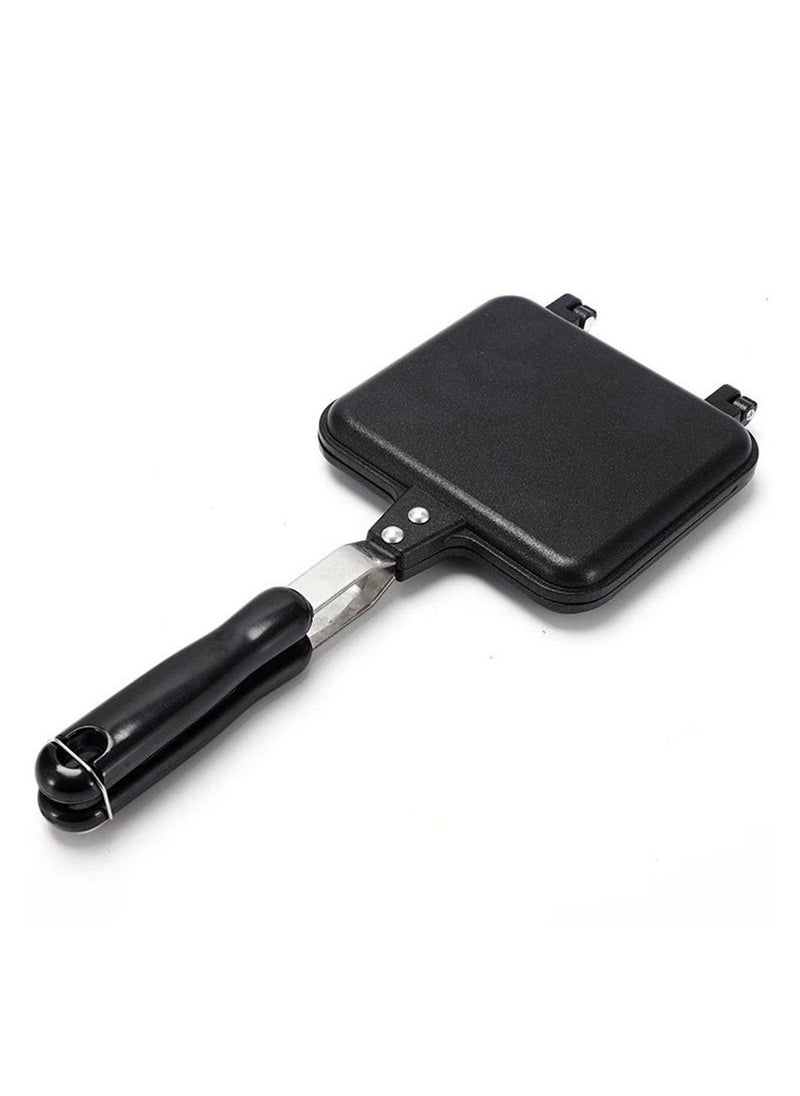 Generic - Frying pan, double-sided non-stick grill pan, pancake and sandwich maker, black - Image 1