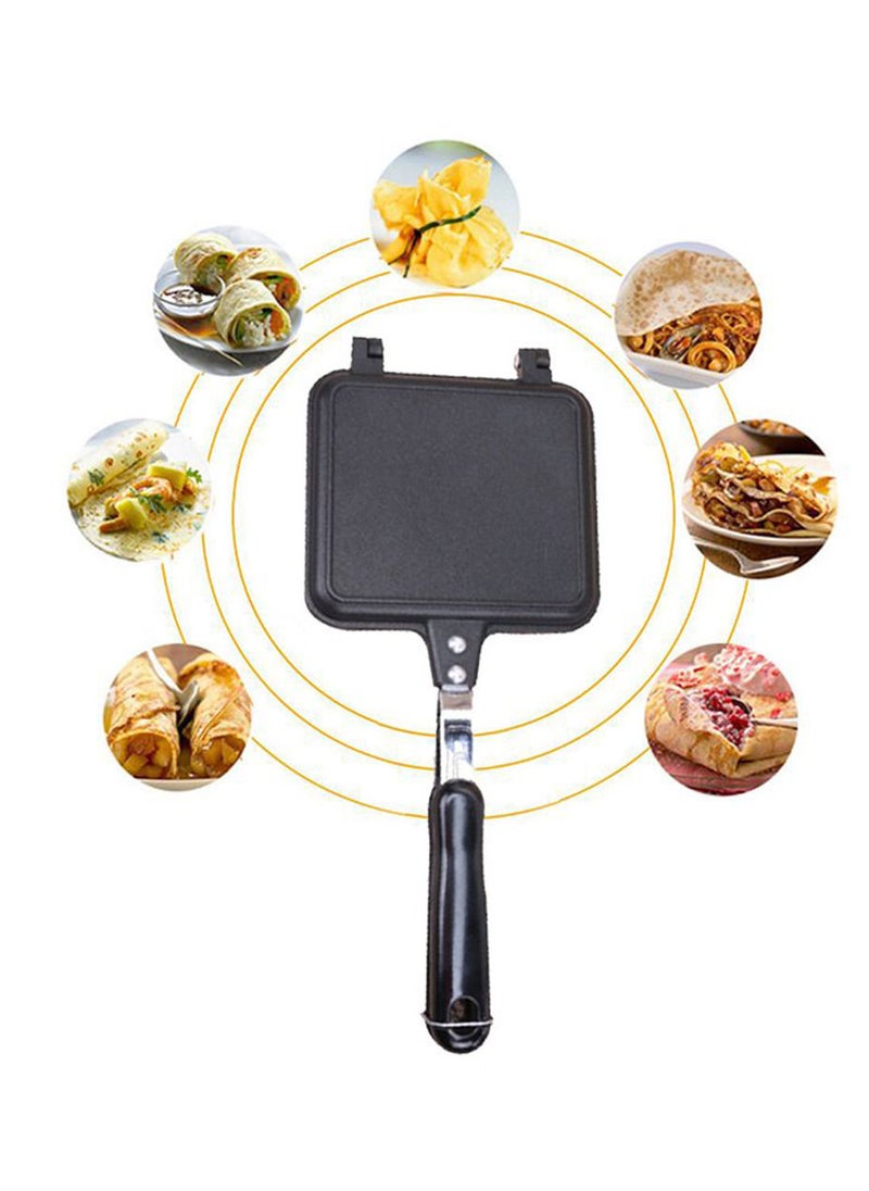 Generic - Frying pan, double-sided non-stick grill pan, pancake and sandwich maker, black - Image 1