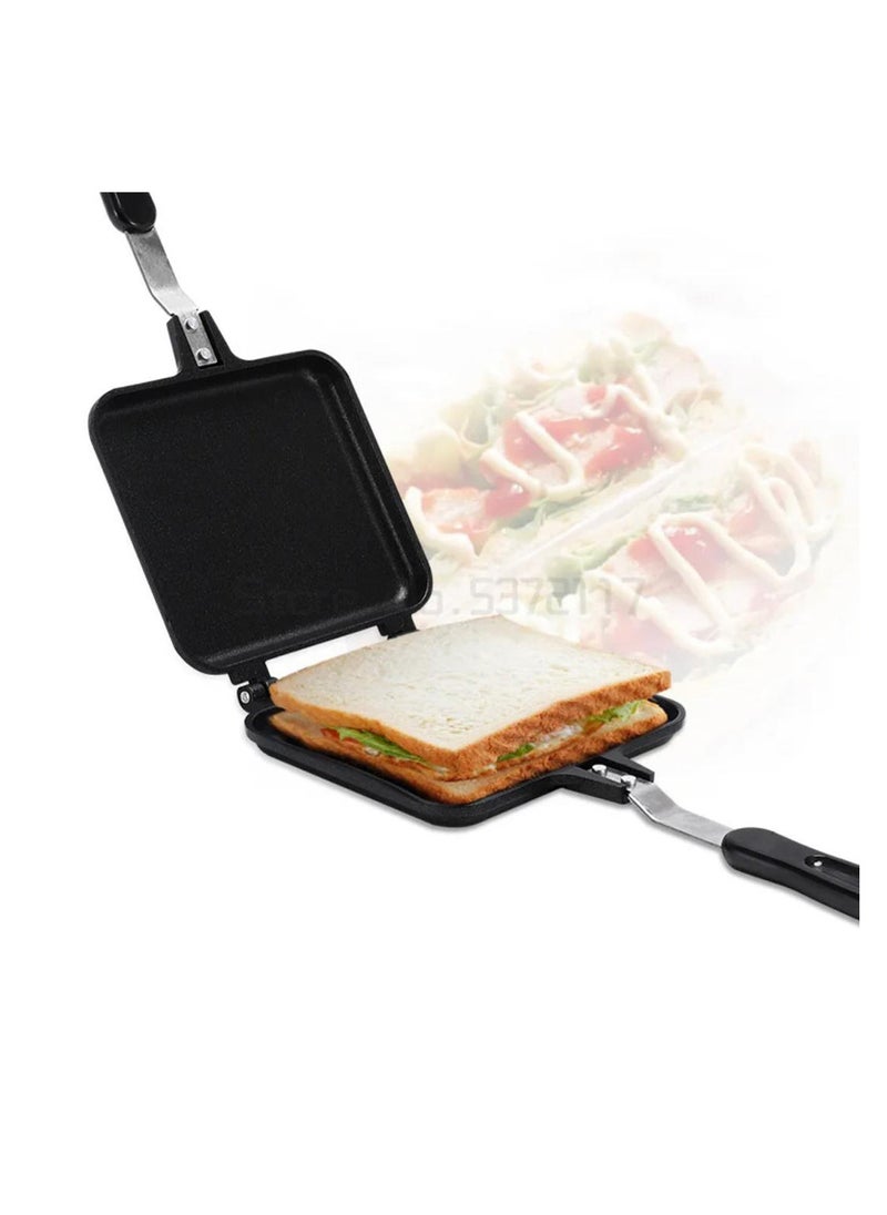 Generic - Frying pan, double-sided non-stick grill pan, pancake and sandwich maker, black - Image 1
