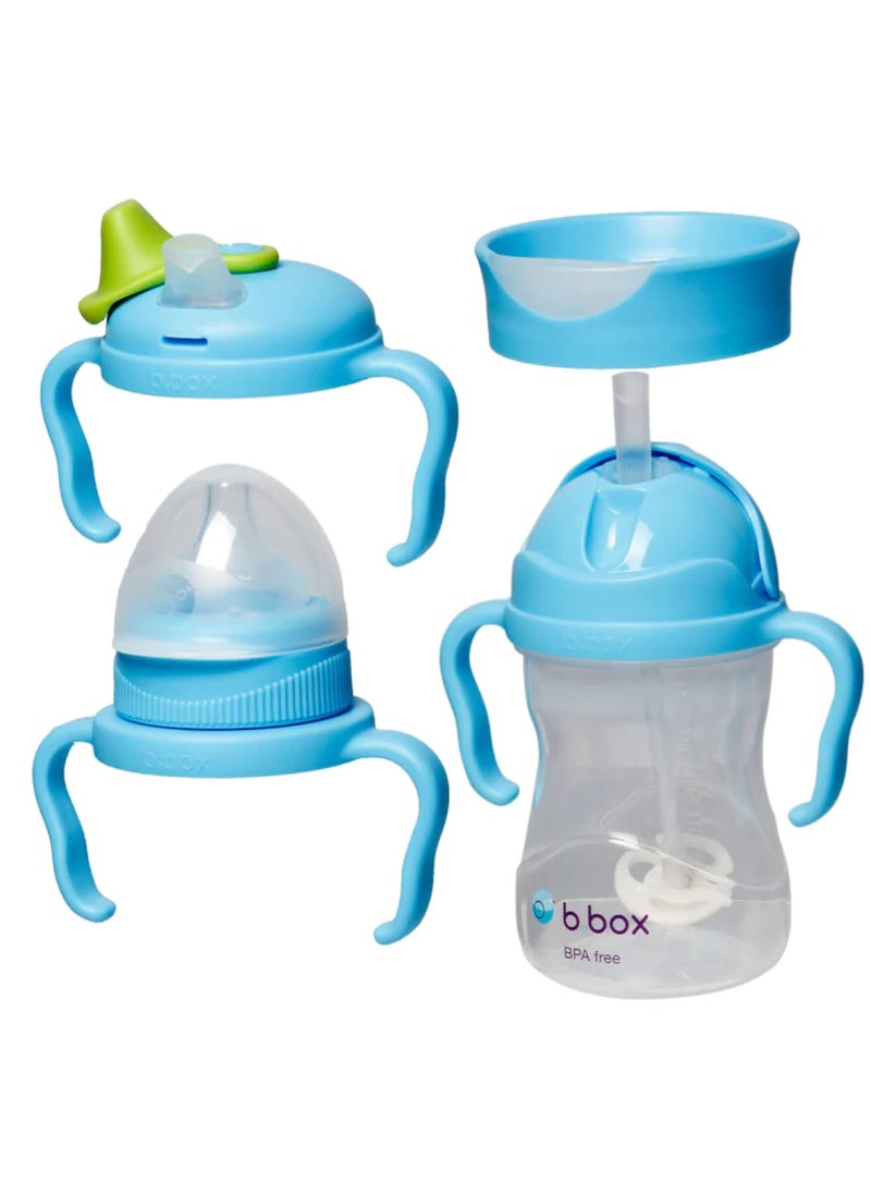 b.box bbox Bottle to Cup Transition Pack  Includes 4 Lids Nipple Spout Straw Training Cup Lid BPAFree DishwasherSafe Ages 4 Months Blueberry 8oz 