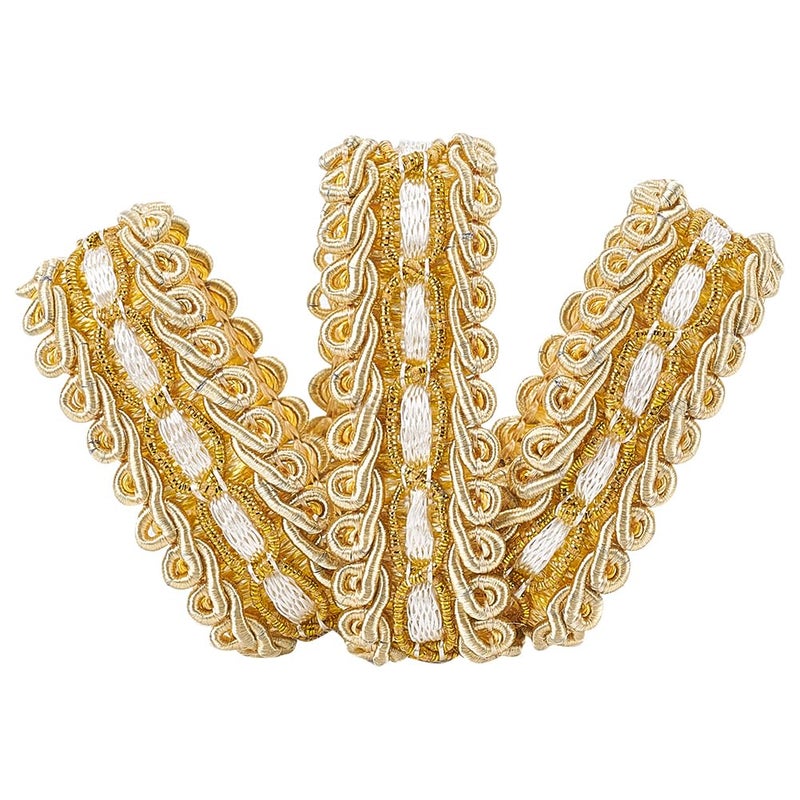 FINGERINSPIRE Gimp Braid Trim 58W x 125 YardsL Gold Polyester Ribbon Woven Fringe Trim for Costume DIY Crafts Sewing Jewelry Making Home Decoration