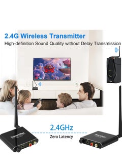 Excefore 2.4GHz Wireless Audio Transmitter Receiver, 165 ft Long Range Low Latency Audio Adapter with Volume Control for Subwoofer, Powered Speaker, Soundbar, RCA or 3.5mm Jack Input/Output  - Image 3