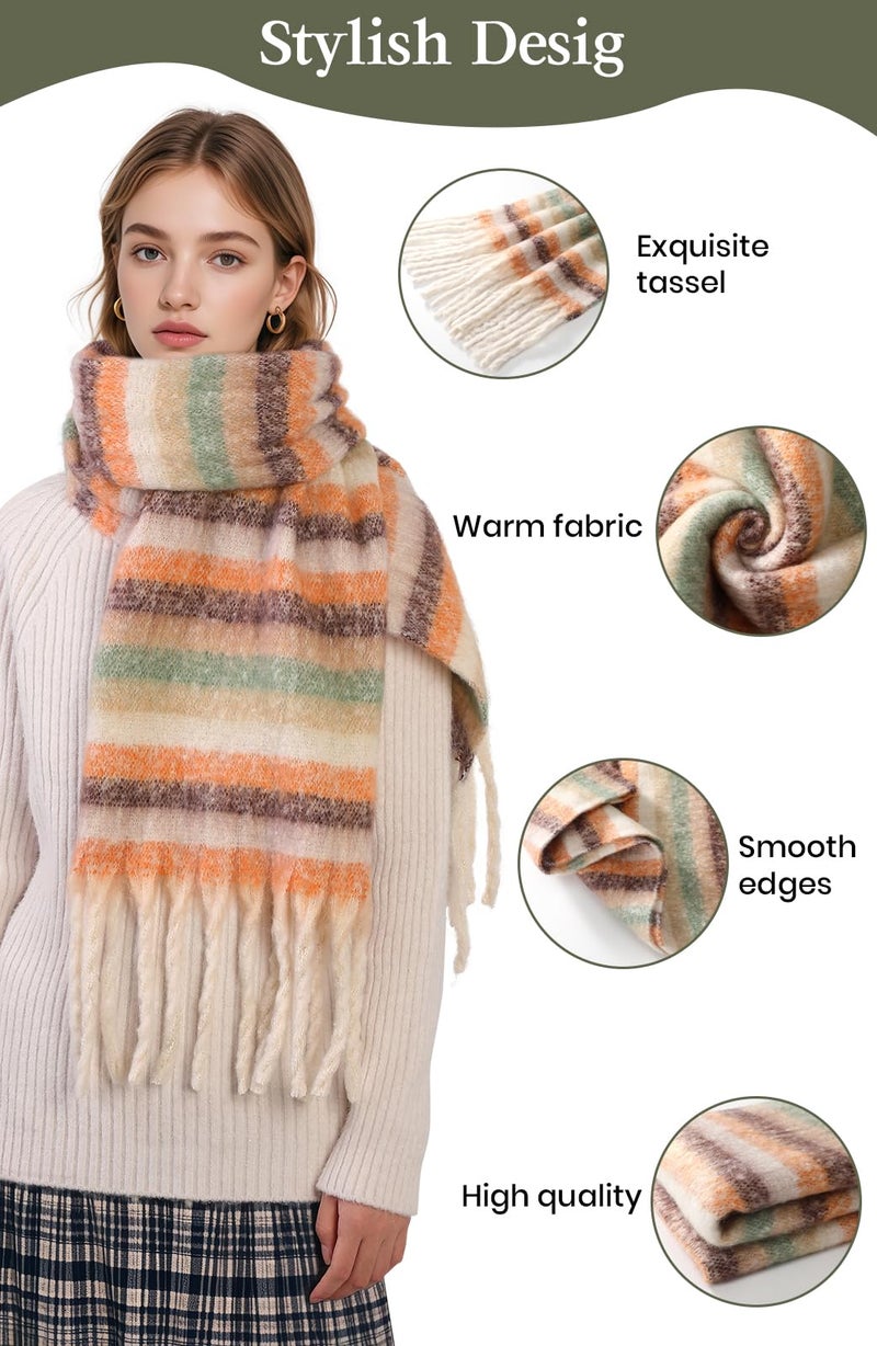 Tavaleu Winter Scarfs for Women, Mohair Large Chunky Plaid Scarves Oversized Colorful Cashmere Feel Warm Wrap Scarf for Cold Weather - Image 2
