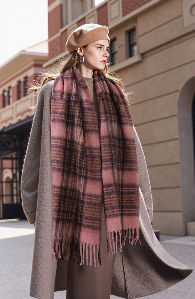Tavaleu Winter Scarfs for Women, Mohair Large Chunky Plaid Scarves Oversized Colorful Cashmere Feel Warm Wrap Scarf for Cold Weather - Image 4