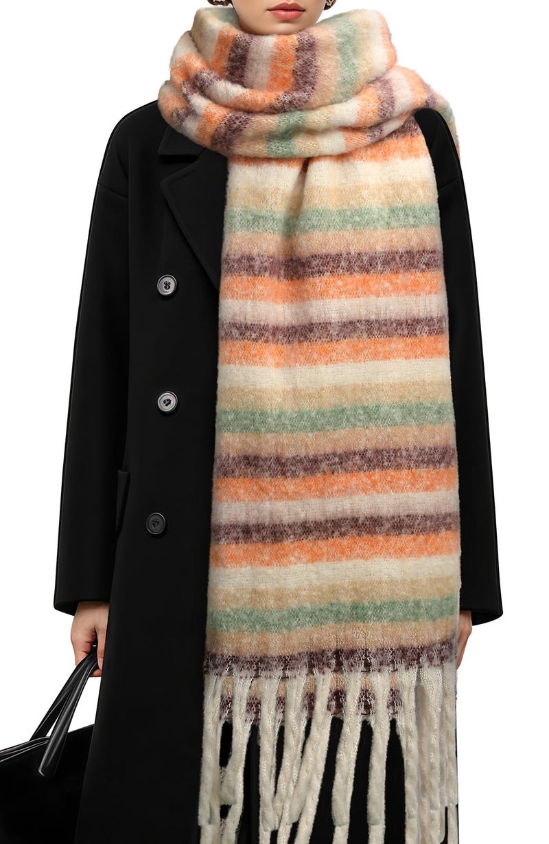 Tavaleu Winter Scarfs for Women, Mohair Large Chunky Plaid Scarves Oversized Colorful Cashmere Feel Warm Wrap Scarf for Cold Weather - Image 1