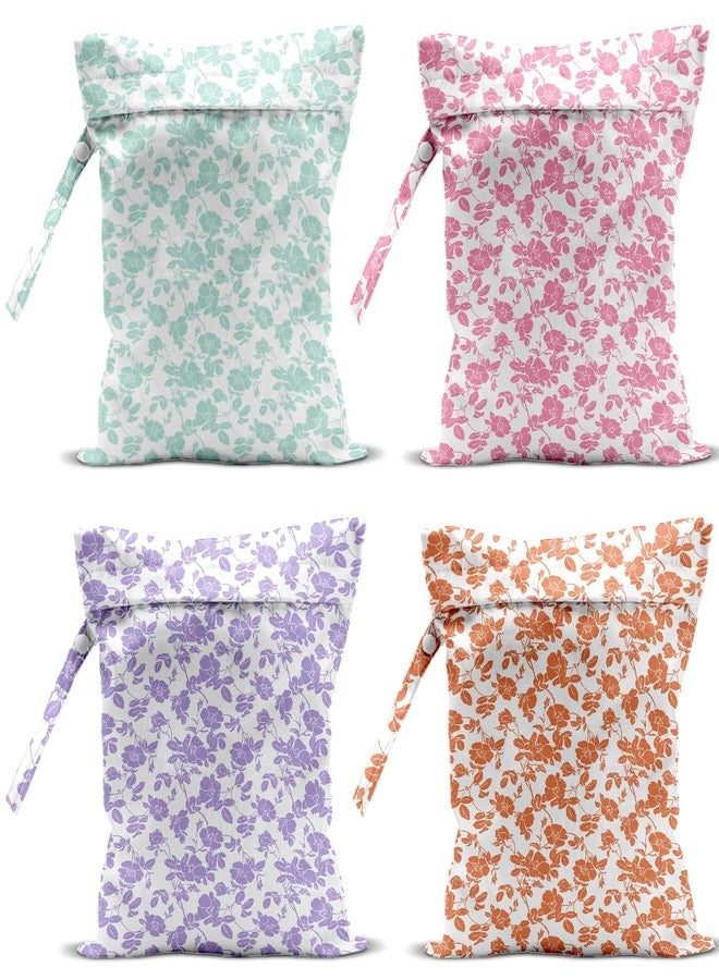 VBCVBGFH 4 Pack Rose Floral Wet Bag Waterproof Washable Reusable Wet Dry Bag for Swimsuit Clothes Cloth Diaper Travel Beach Pool Yoga Gym Toiletries Gift for Women Bachelor Party Birthday Christmas - Image 1