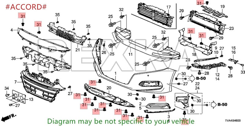 Rexka 40pcs Rear Front Bumper Cover Fender Grille Under Cover Push-Type Retainer Clip Fastener Rivet 91505-TM8-003 for Honda Acura - Image 5