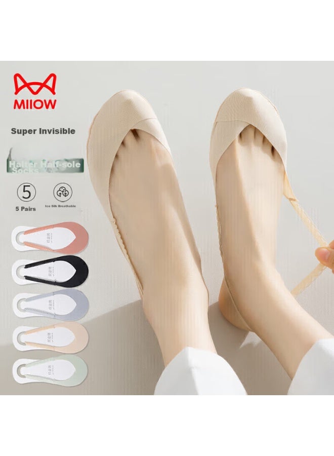 MIIOW Miiow Invisible Socks For Women, Summer Thin Ice Silk Invisible Socks, Non-slip High Heel Shoes, Half-calf Socks, Sandal Socks  - Image 1