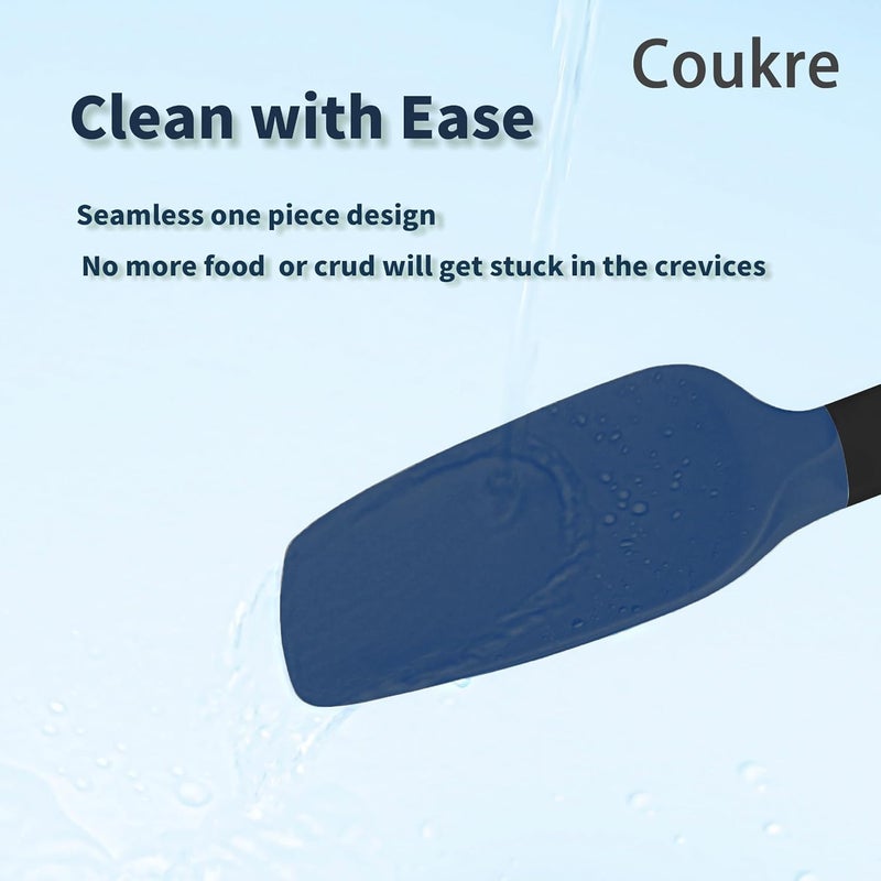 Coukre Silicone Spatula Set of 5,High Temperature Resistant, Food Grade Silicone, Dishwasher Safe, for Baking, Cooking (Deep Blue Black) - Image 4