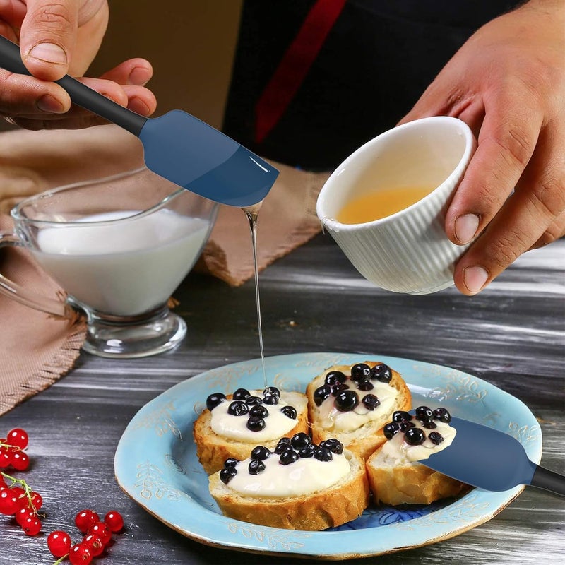 Coukre Silicone Spatula Set of 5,High Temperature Resistant, Food Grade Silicone, Dishwasher Safe, for Baking, Cooking (Deep Blue Black) - Image 5