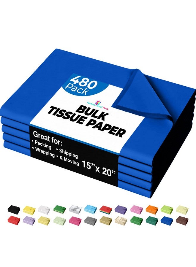 Crown Display 480 Sheets Bulk Dark Blue Tissue Paper - 15" x 20" Packing Paper Sheets for Moving - 10lb Wrapping Paper - Newsprint Paper for Packing, Gift Wrapping, Moving Supplies & Protecting Crown Display  - Image 1