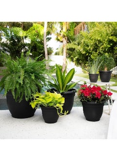 Bloem Ariana Weather Resistant Self-Watering Plastic Planter Black 8 Inch 20-56908  - Image 3